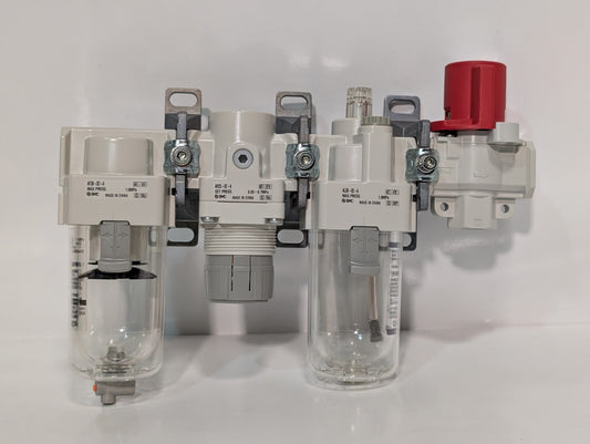 SMC AL30-02-A Lubricator, AR25-02-A Pressure Reducing Valve, AF30-02-A Filter