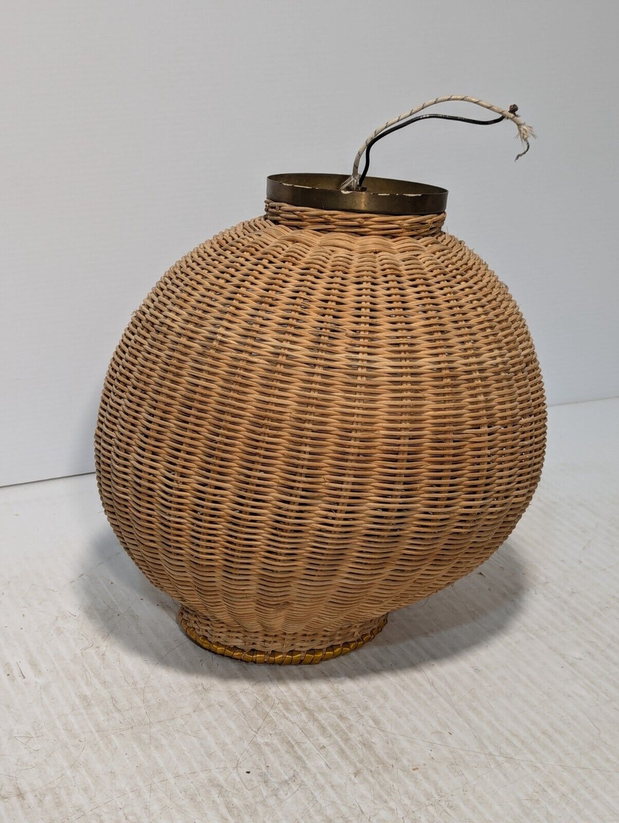 Vintage Hand Woven Basket Lamp Shade with socket, 14(H) X 12(W) - Free Shipping