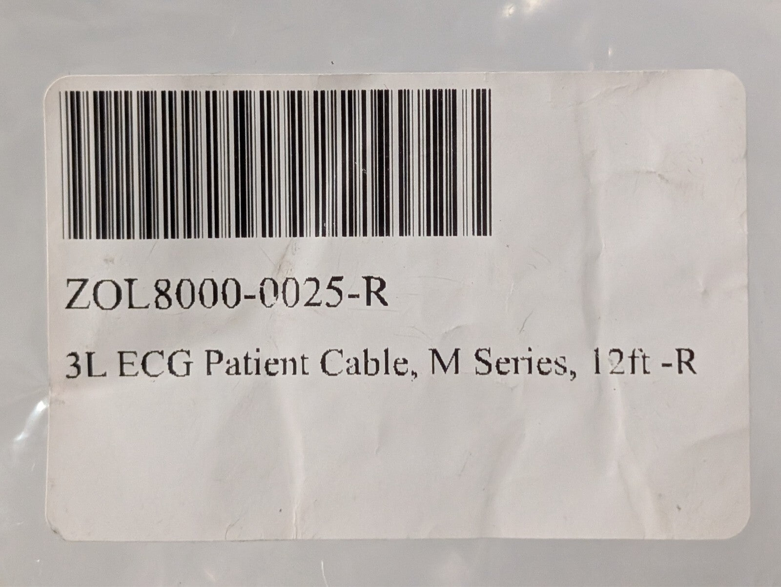 (1) ZOLL 8000-0025-R 3 Lead ECG Patient Cable, M Series, 12 Ft, -R