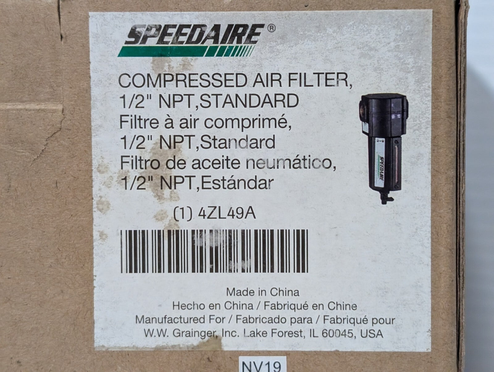 Speedaire 4ZL49A Compressed Air Filter 1/2" NPT, Standard, New in Box