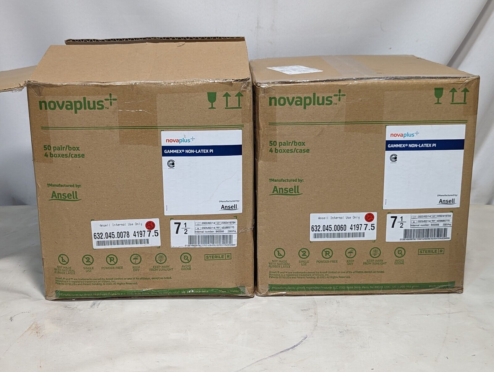Case of Ansell V20685775 novaplus Gammex non-latex PI, 50 pair/box, 4 boxes/case