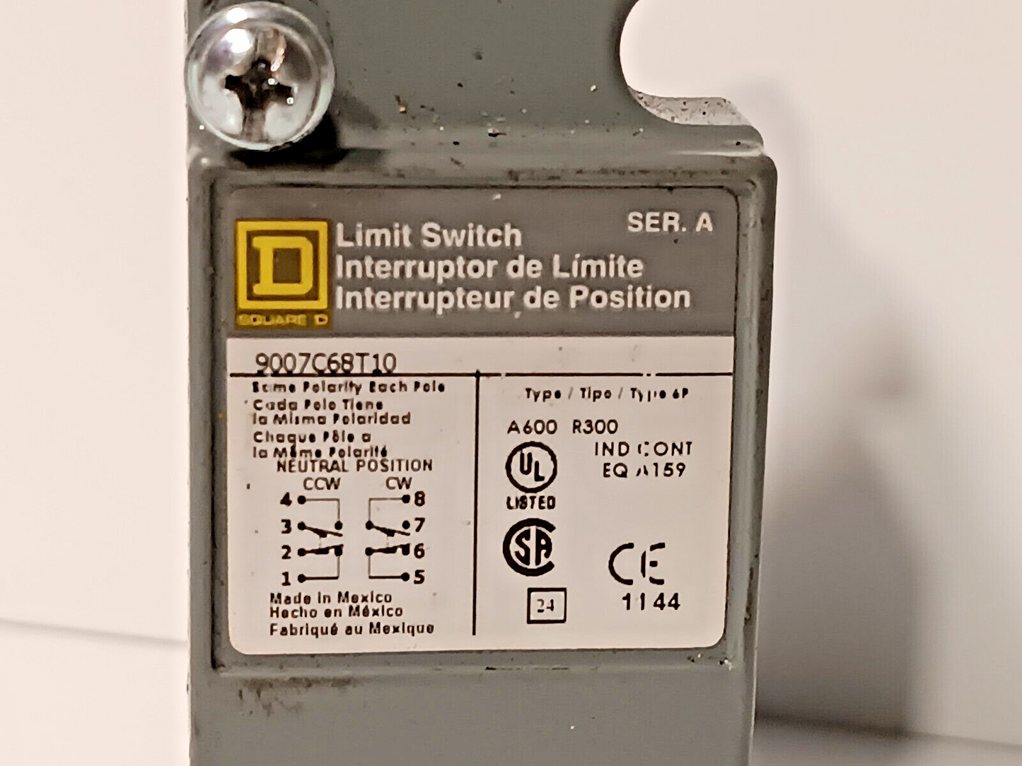 Square D 9007C68T10, Ser A Limit Switch, Class 9007, Type C-68, Series A