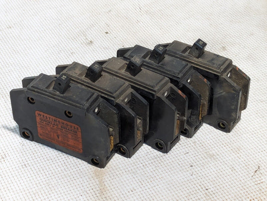 (4) Westinghouse NP28398-D Circuit Breakers, 15 Amp, 120VAC, 1-Pole-Free Ship