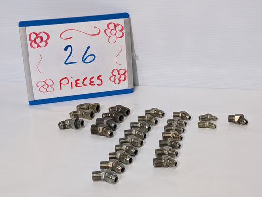 (26) 45 Degree High Pressure Elbow Fittings Adapters, Male-Female, Male-Male
