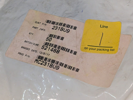 1 Package MC231BU9 Nitrile Rubber O-Rings, ID 2.625" x OD 2.875" x Width 0.125"