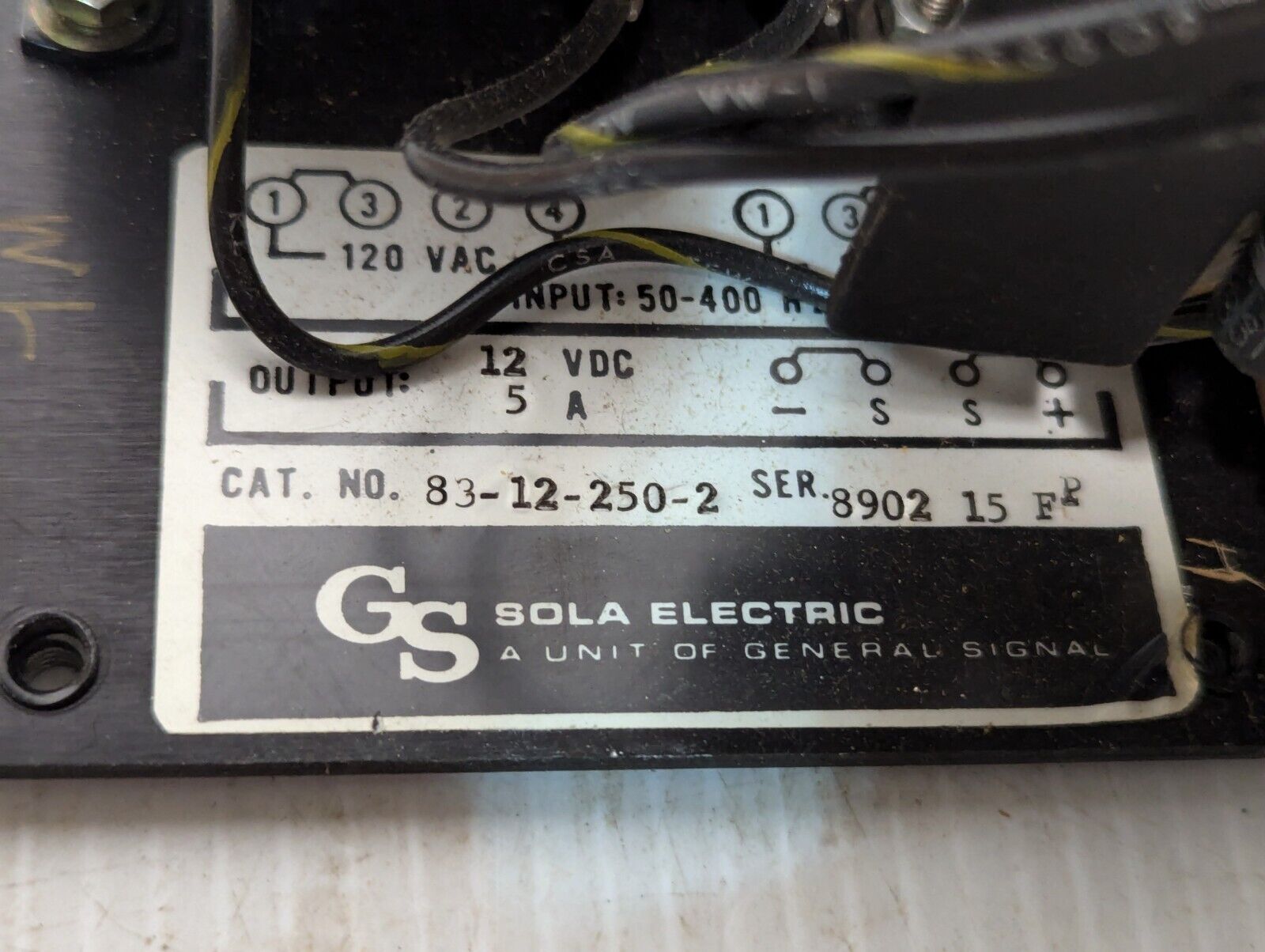 Sola Electric 83-12-250-2 Power Supply, 12VDC@5A output, 120VAC in-Free Shipping