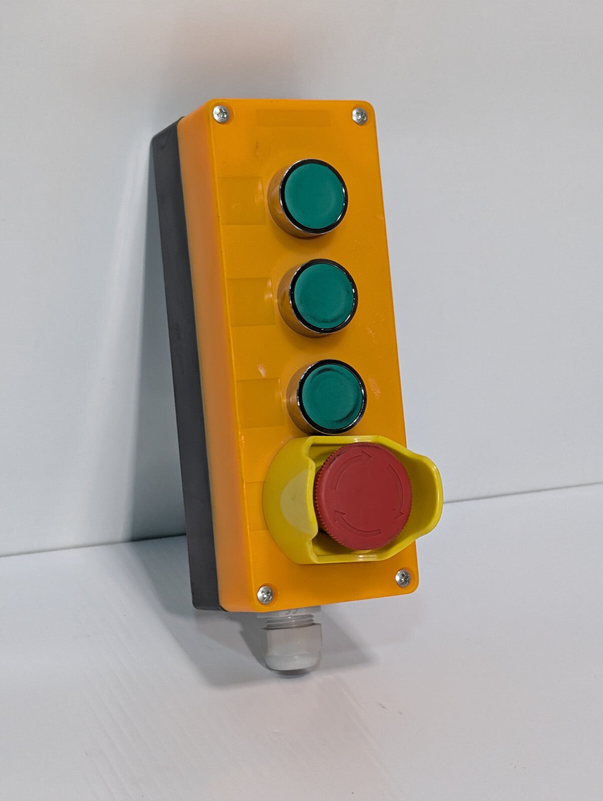 Yellow Industrial Push-Button Switch Control Box Emergency Stop Knob 3 Green