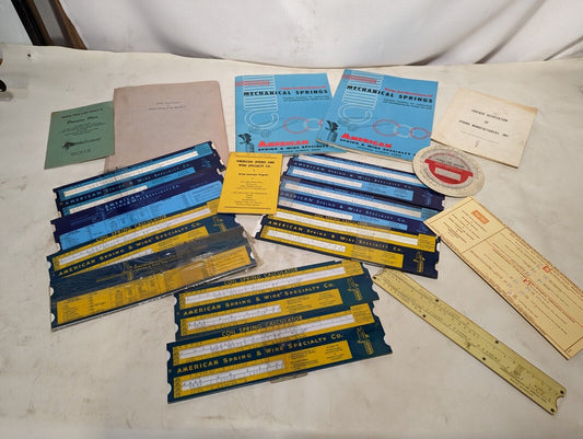 Vintage Chicago-area spring manufacturer paper goods: coil spring calculators...