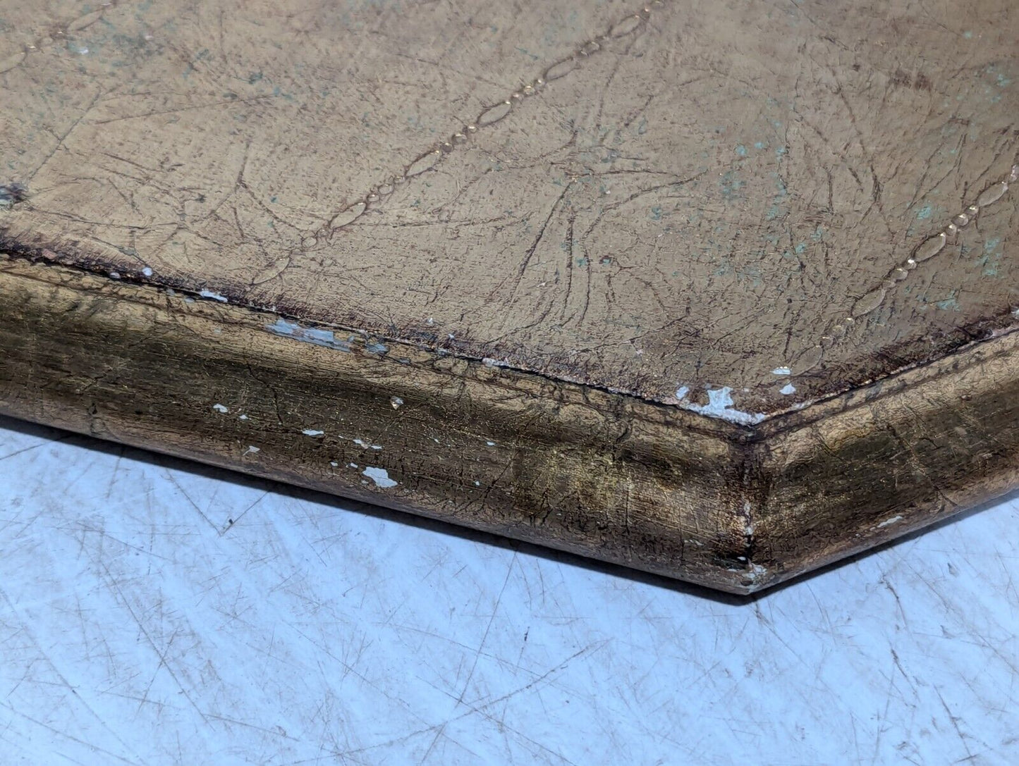 Vintage Wooden Octagonal Tray, Intricately etched and hand painted - Free Ship