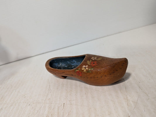 Vintage Decorative Hand Painted Wooden Clog, Nicely Aged - Free Shipping