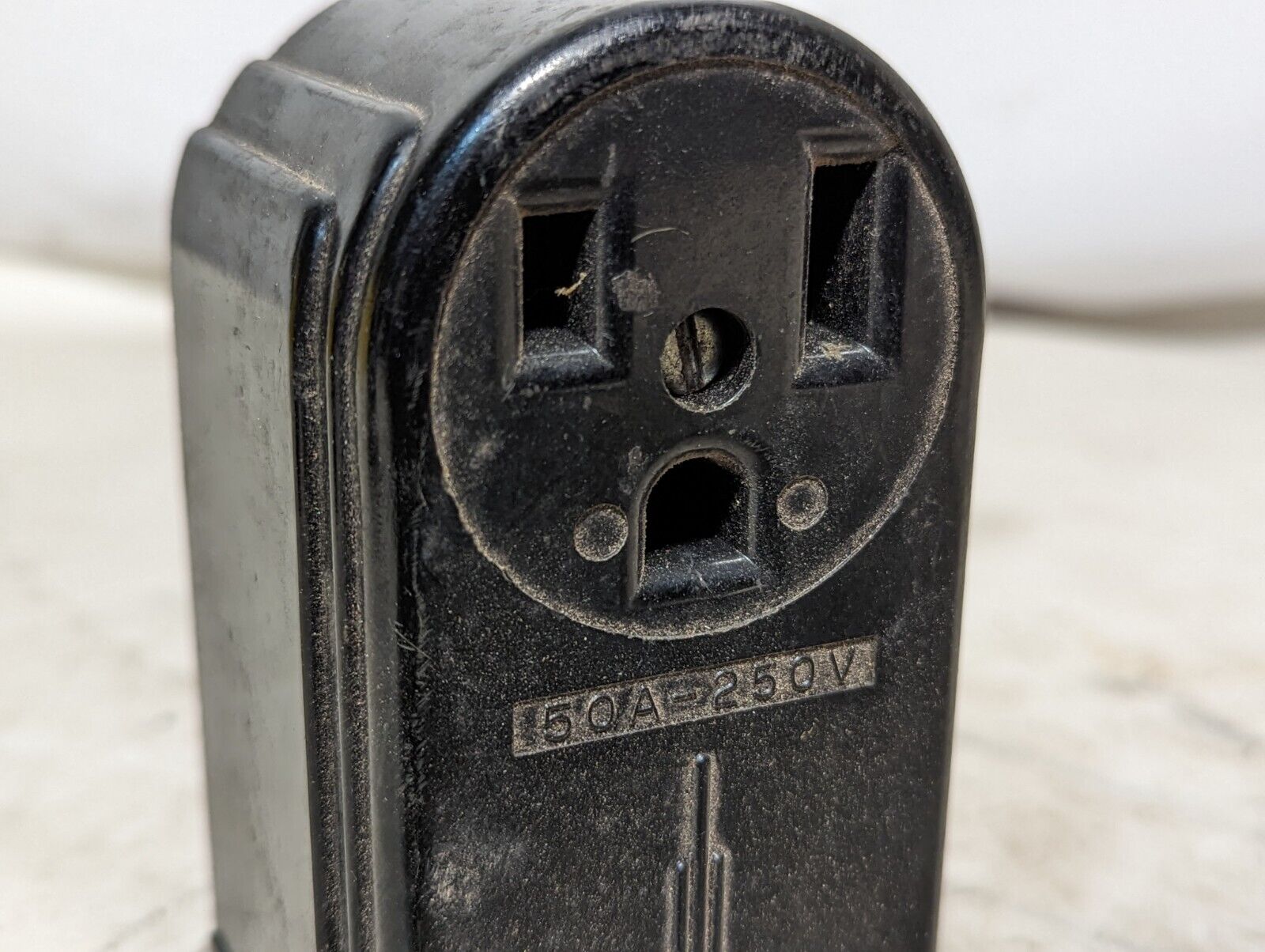 Lot of 2 vintage black Leviton 50A, 250V surface mount receptacles as pictured