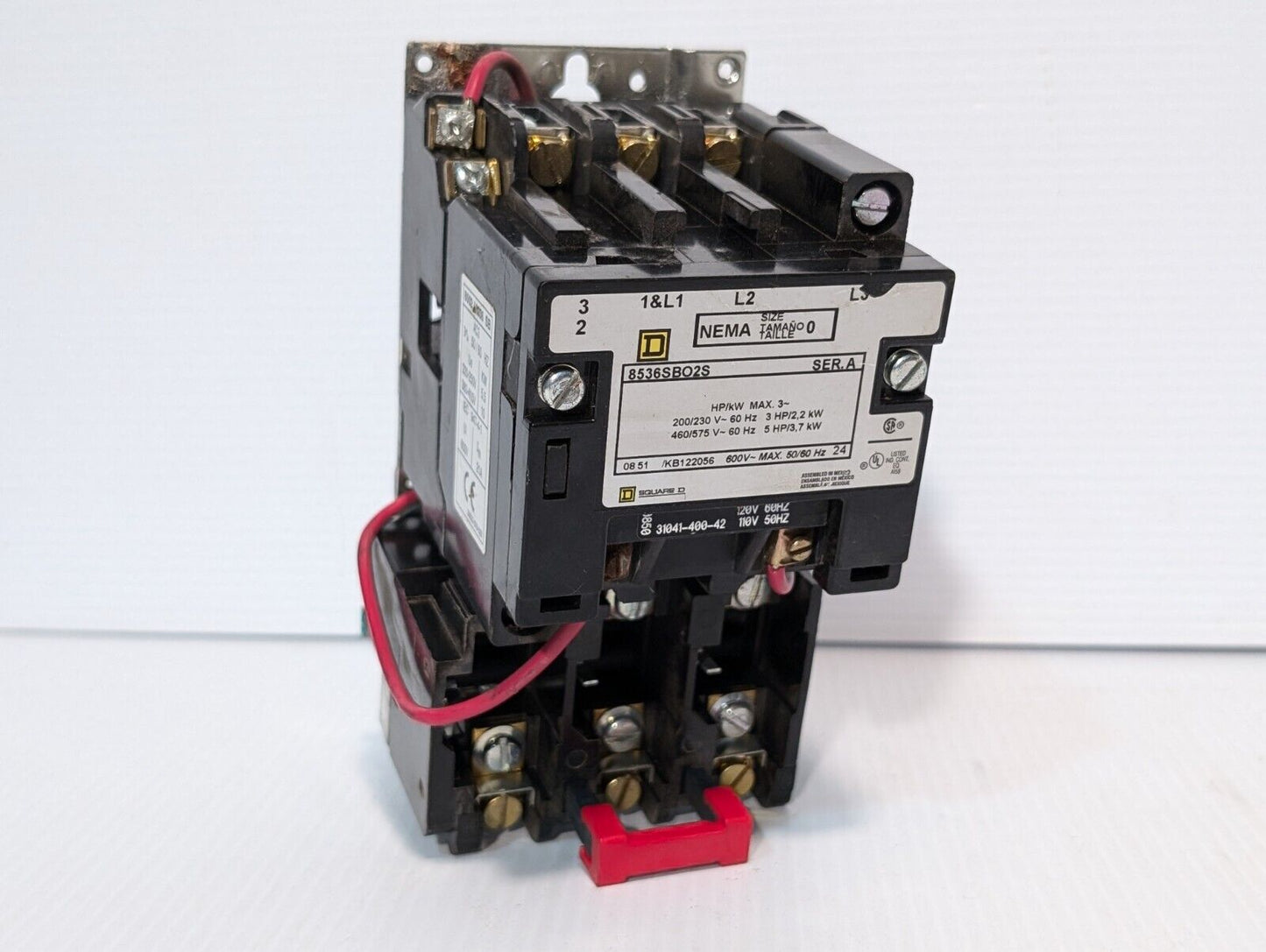 Square D 8536SBO2S motor starter, NEMA sz 0, 110/120VAC coil as pictured