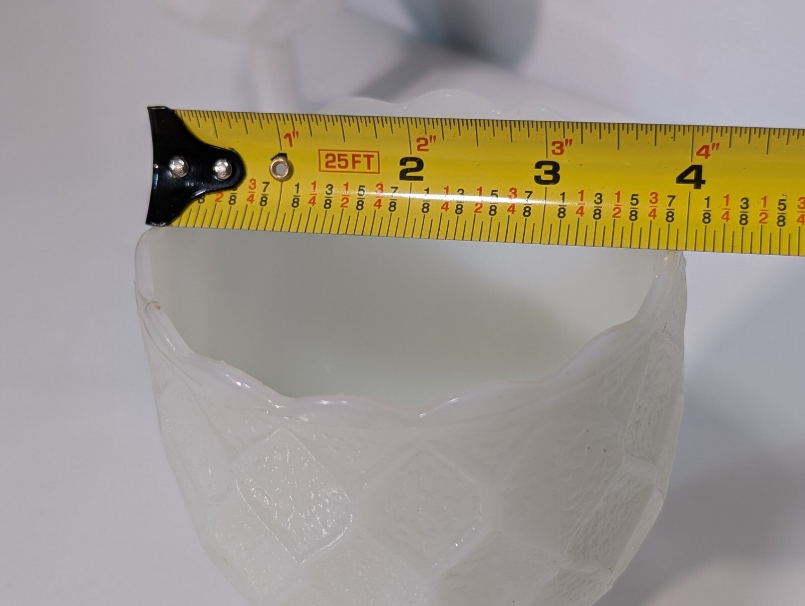 Two Vintage EO Brody + Indiana Glass Milk White Glass Goblets Harlequin Pattern