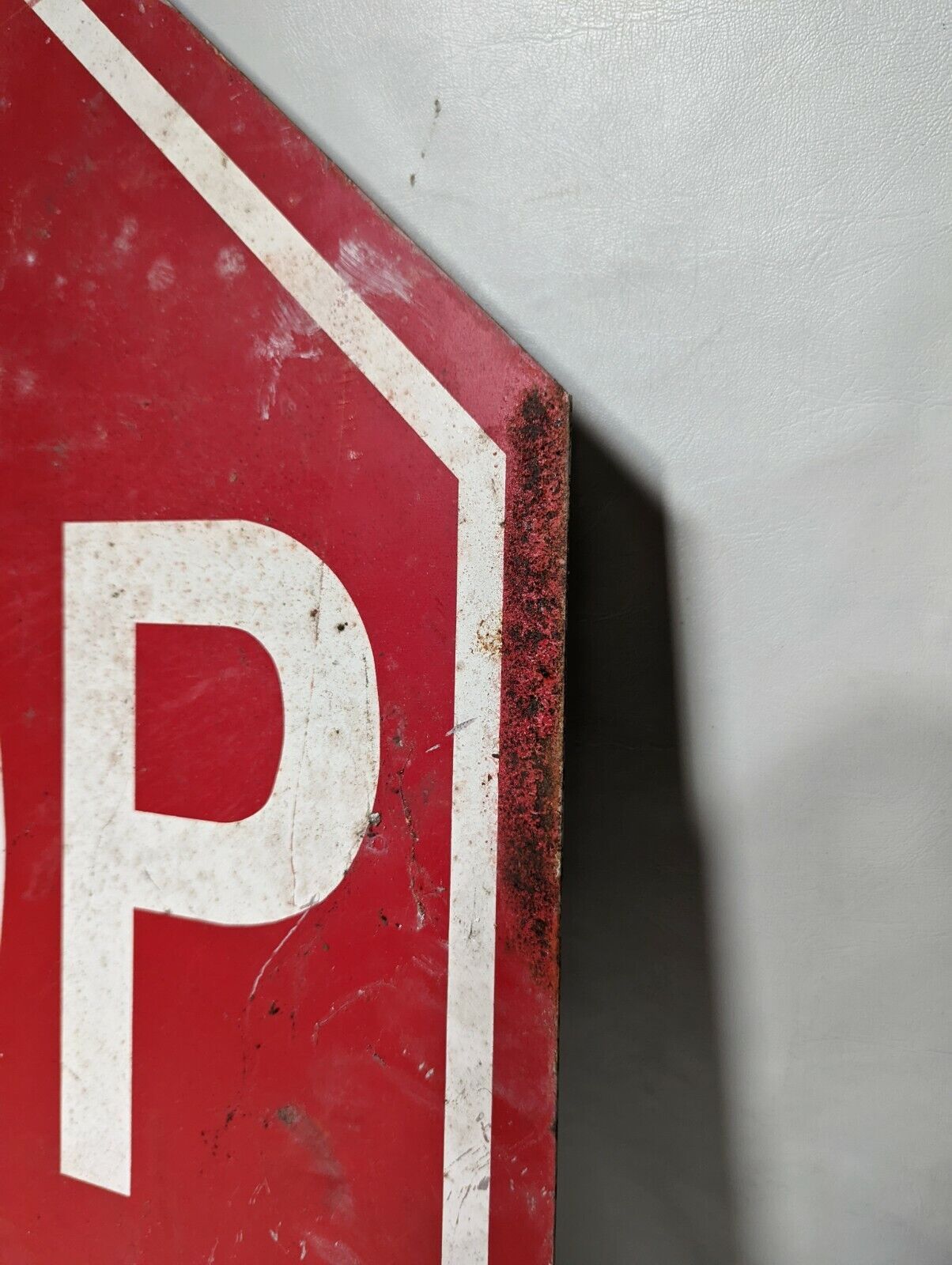 Decommissioned Stop sign, red and white, rusty - Free Shipping