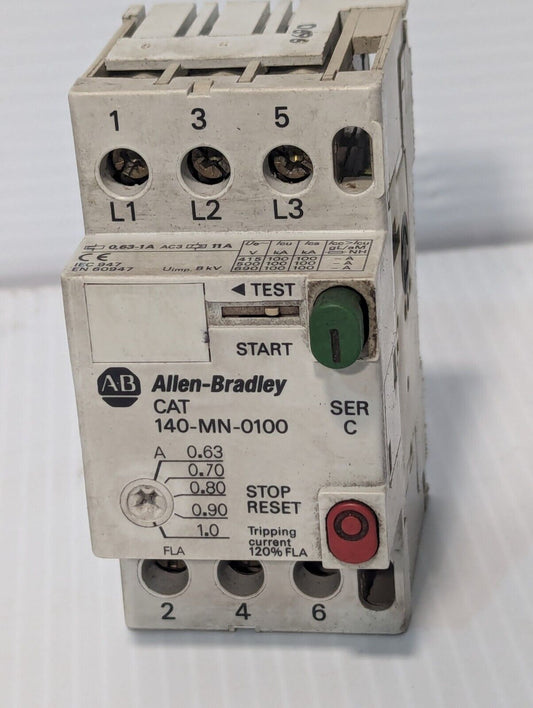 Allen Bradley 140-MN-0100 SER C manual motor starter, 0.63A - Free Shipping