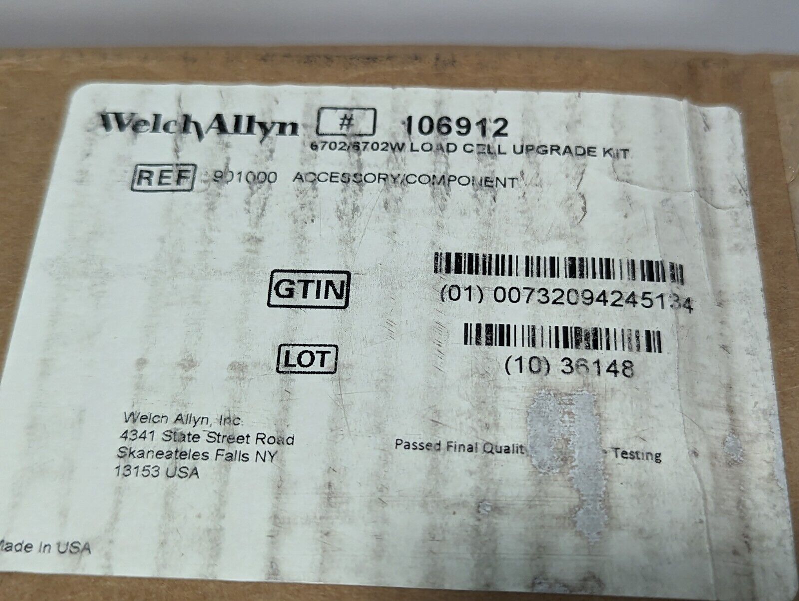 WelchAllyn 106912 6702/6702W load cell upgrade kit, 901000 accessory component