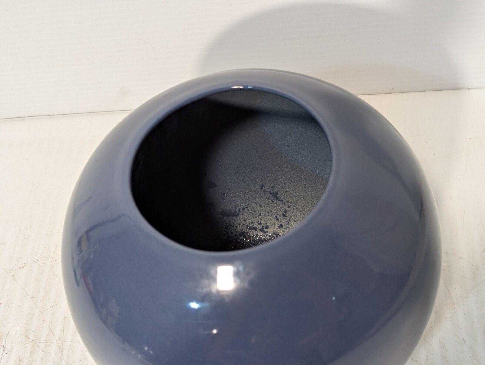 Vintage Post-Modern Blue Sphere Orb Ceramic Planter \ Vase, Haeger Style