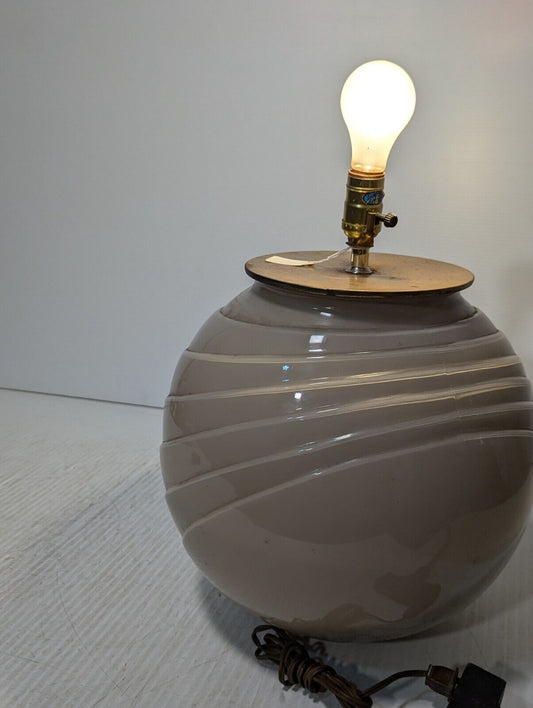 Vintage MCM Table Lamp, Beige, Round Body, No Shade - Free Shipping