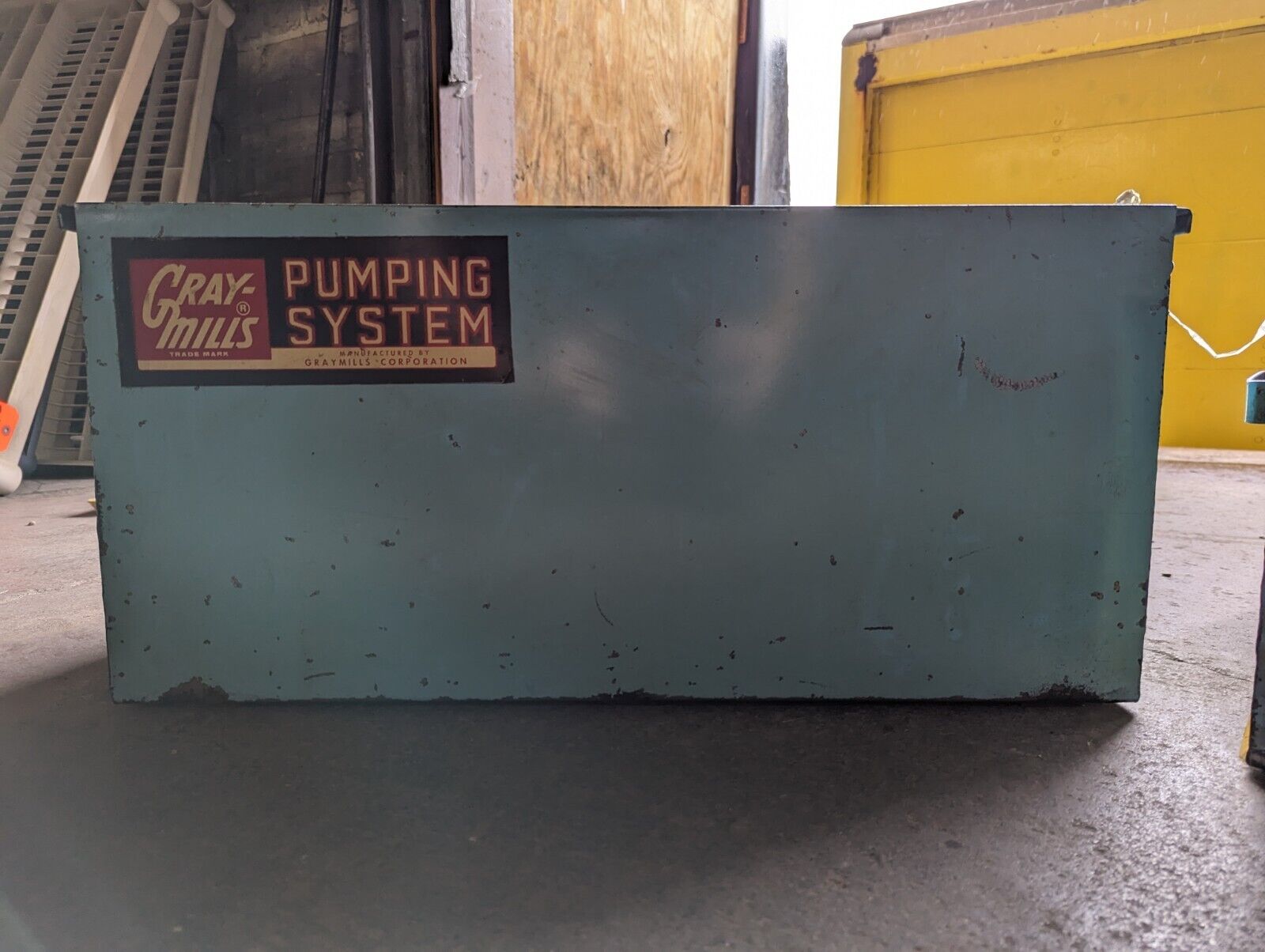 Gray-Mills pumping system components as shown: two tanks, pump, more as pictured