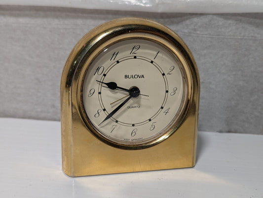 Vintage Bulova Quartz Table Clock Brass Made in West Germany