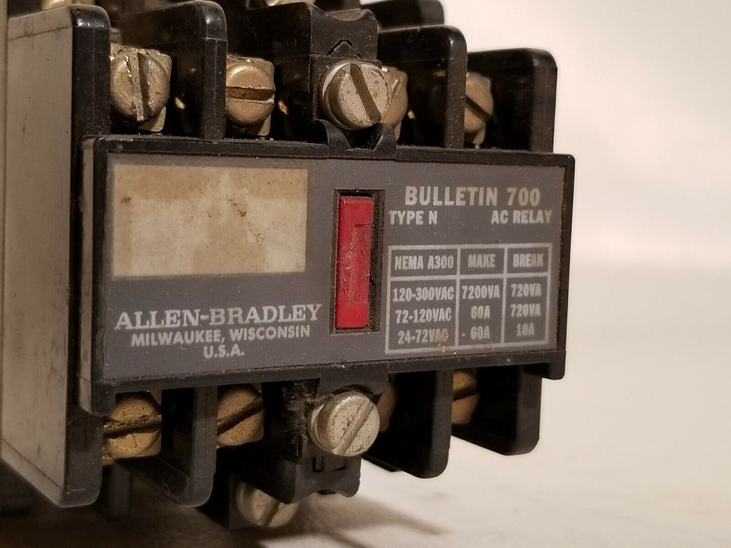 Allen Bradley 700-N800A1 Motor Relay + Coil 84AB86 110/120V 50/60Hz