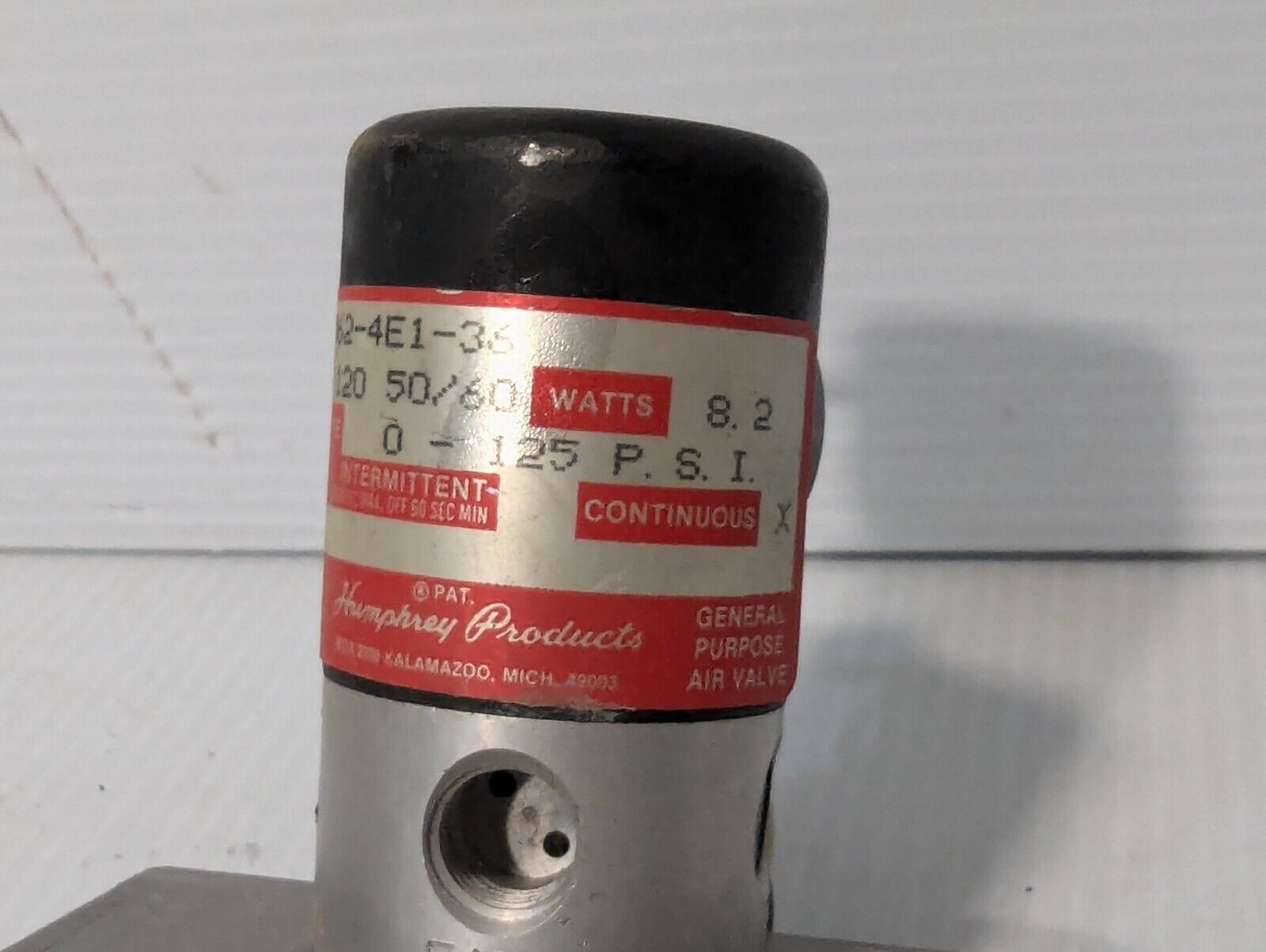 Humphrey 062-4E1-36 Directional Solenoid Valve 24VDC 0-125psi 6.7W - Free Ship