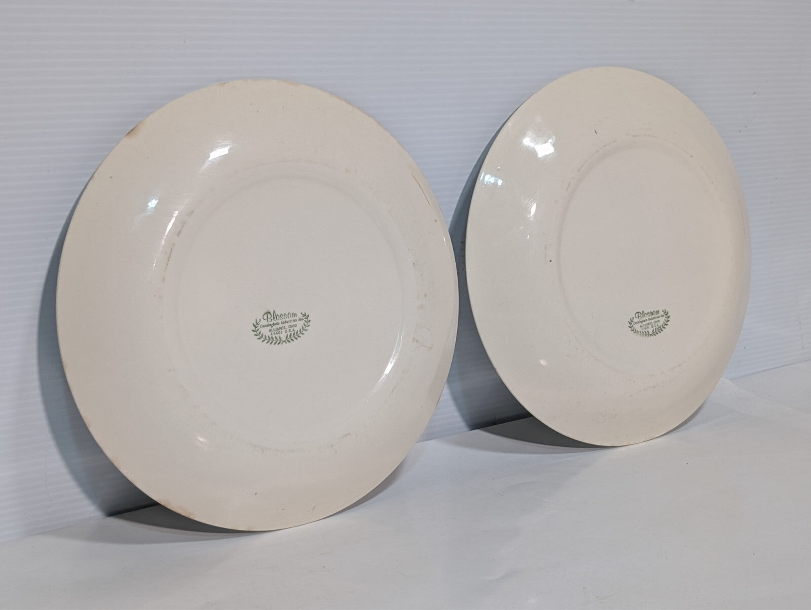 (2) Vintage Blossom by Cunningham & Pickett Side Plates with Blue Flower Motif