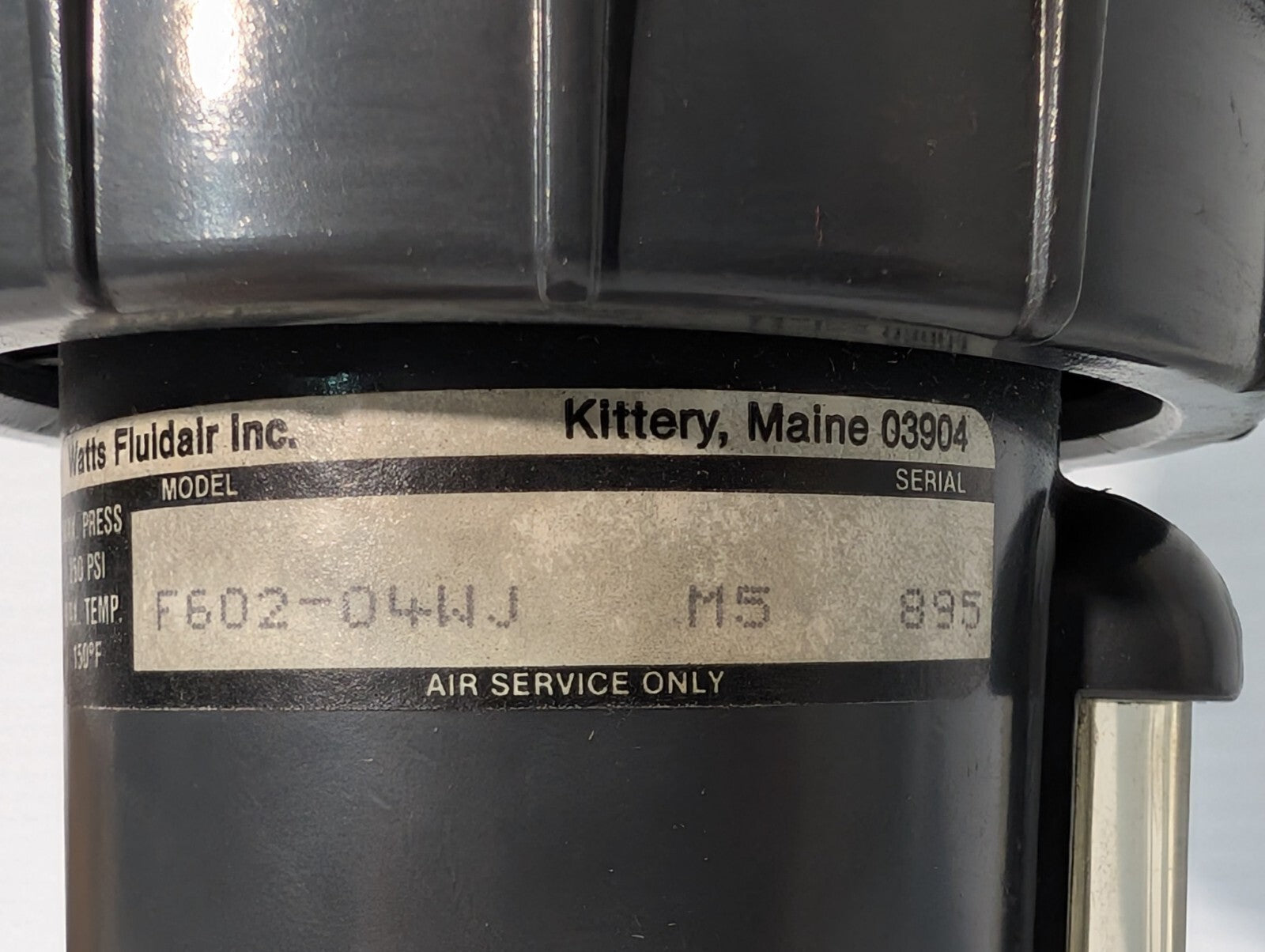 Watts Fluidair F602-034WJ M5 Pneumatic Filter, 250psi, 150º F Max Temp, 1/2"
