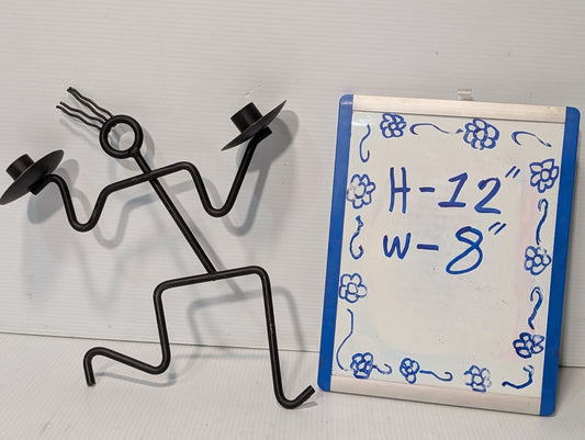 Wrought Black Iron Dancing Man Candle Holder, 12 x 8 inches - Free Shipping