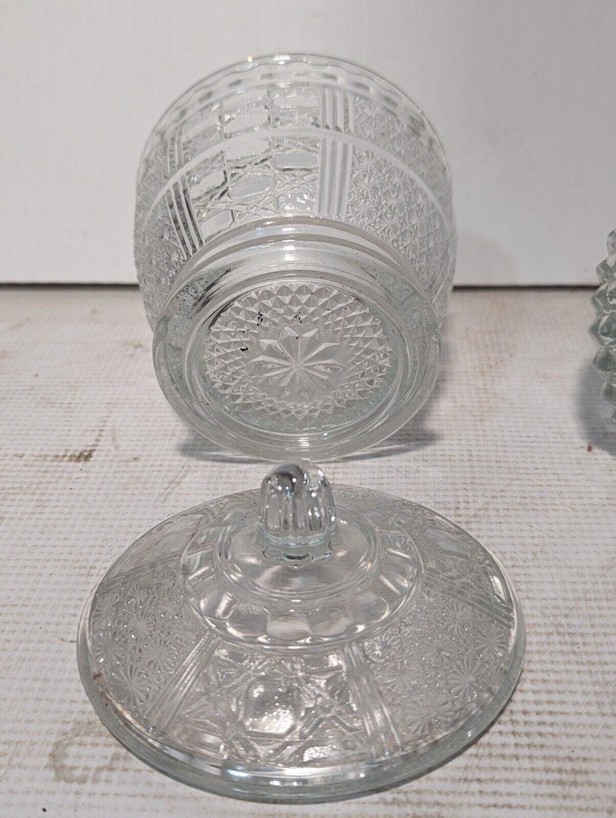 Vintage Pressed Glass Candy Dish With Lid, 4 x 4 inches - Free Shipping