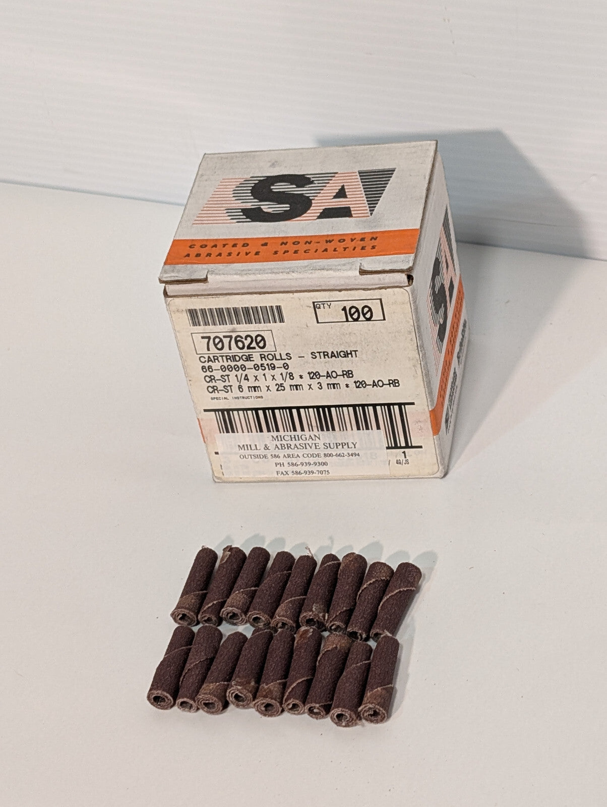 Standard Abrasives 707620 Straight Cartridge Rolls, 100 Count, 1/4x1x1/2, 120 AO