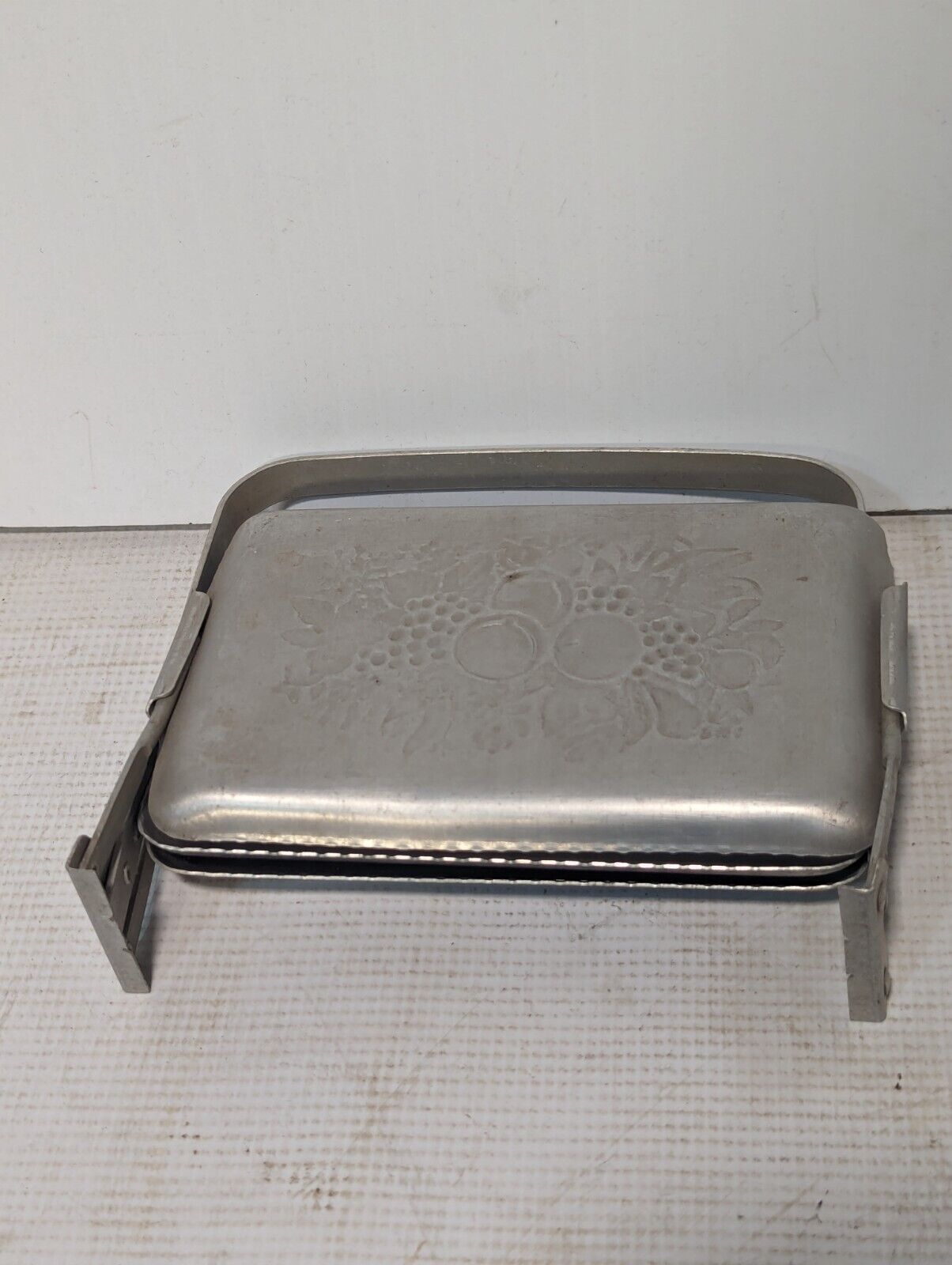 Vintage Mid-Century Aluminum Tri-Fold Fruit Pattern Server - Free Shipping