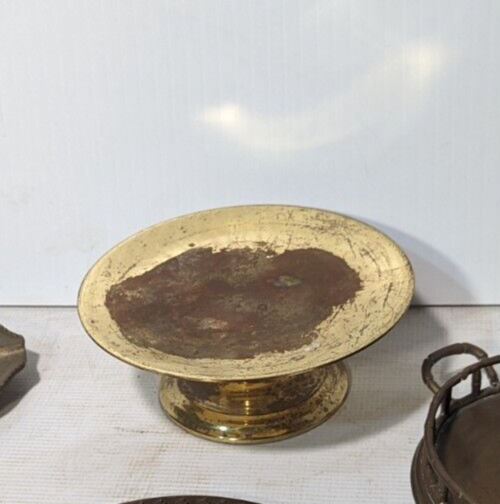Vintage Brass Pedestal Stand Oversize Pillar Candle Holder Stand - Free Shipping