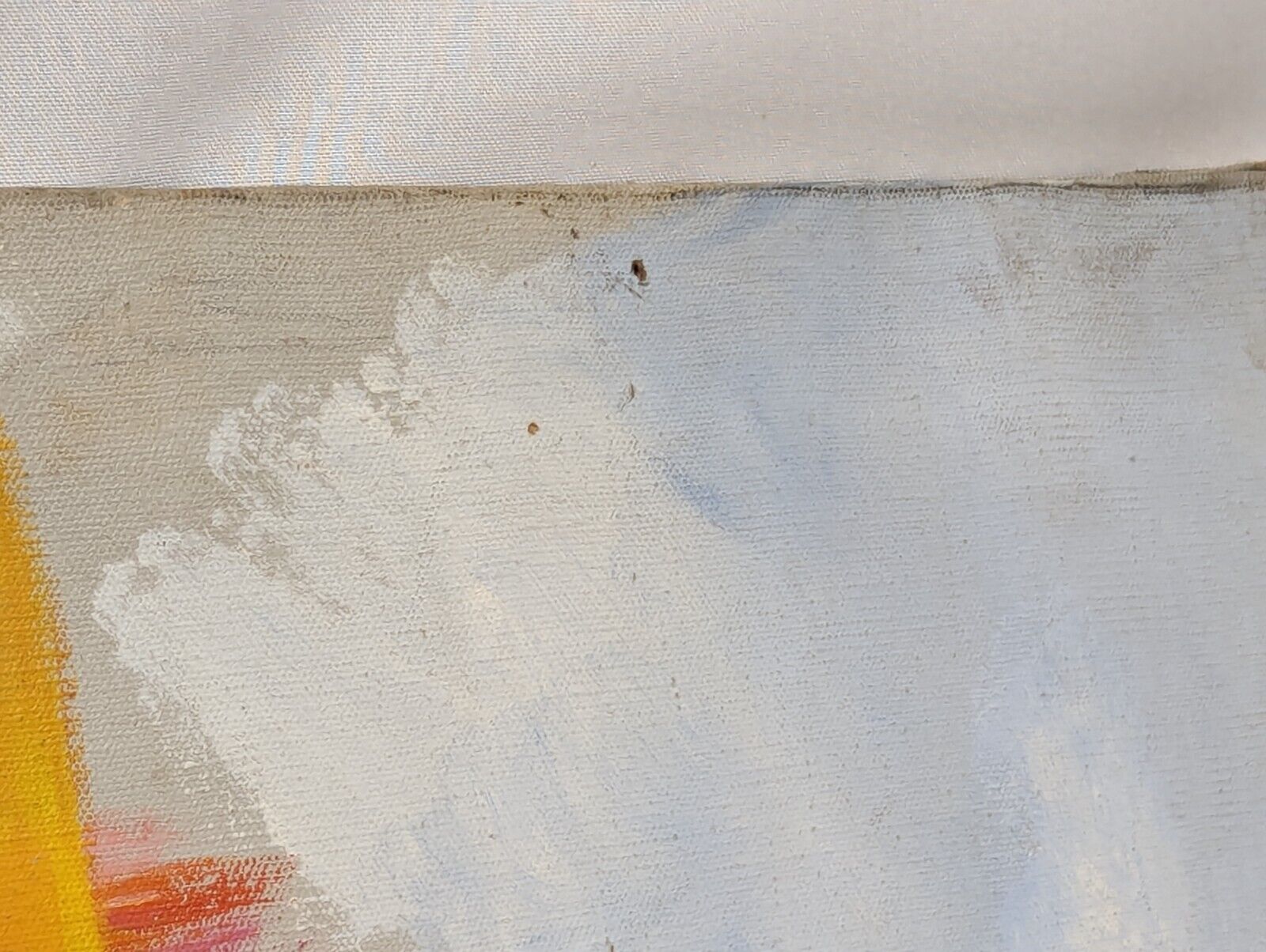 Freda Hunt bleeding pepper painting, August 1974, with abstract sky painting on