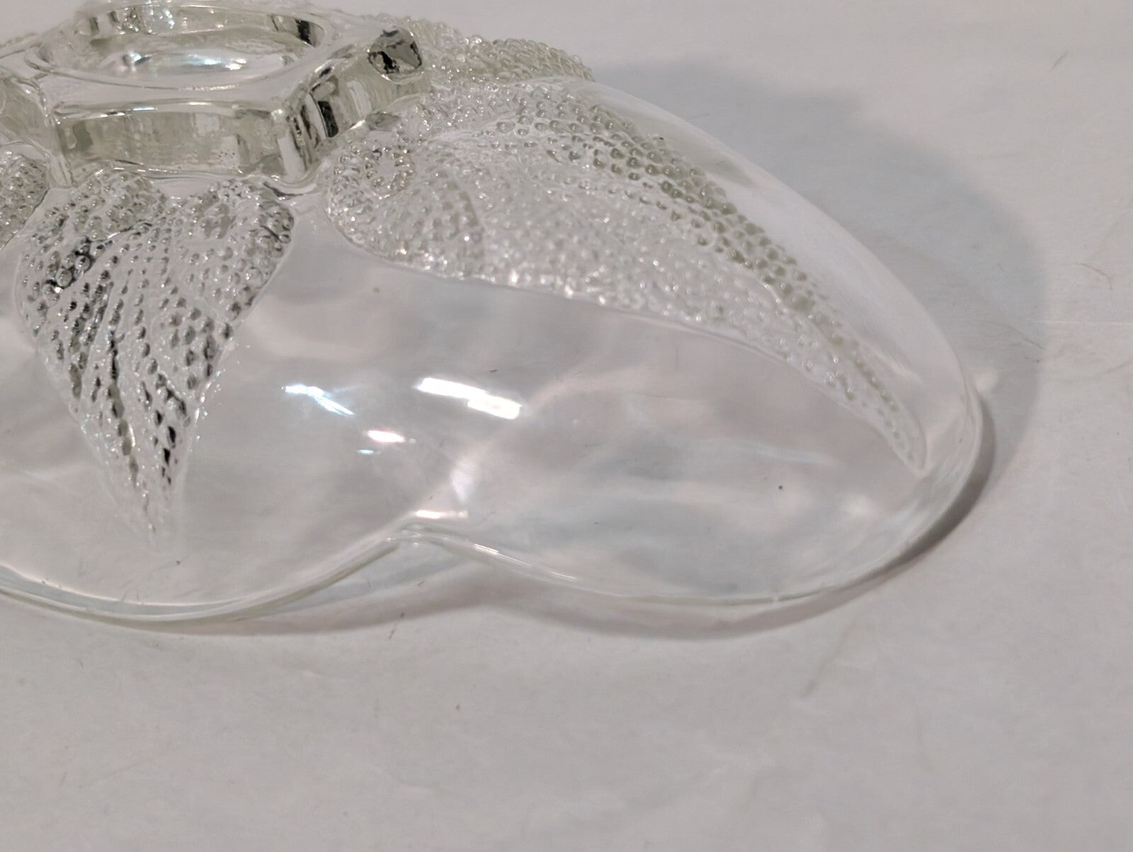 Vintage Oval Renaissance Hocking Clear Glass Dish with Beaded Leaf Motif