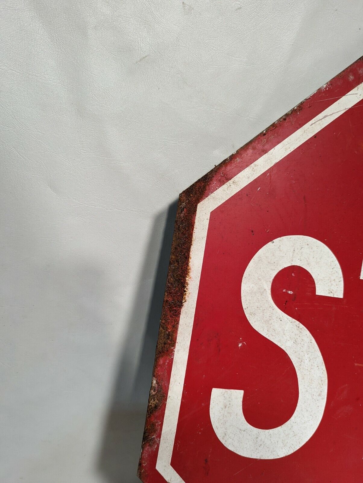 Decommissioned Stop sign, red and white, rusty - Free Shipping
