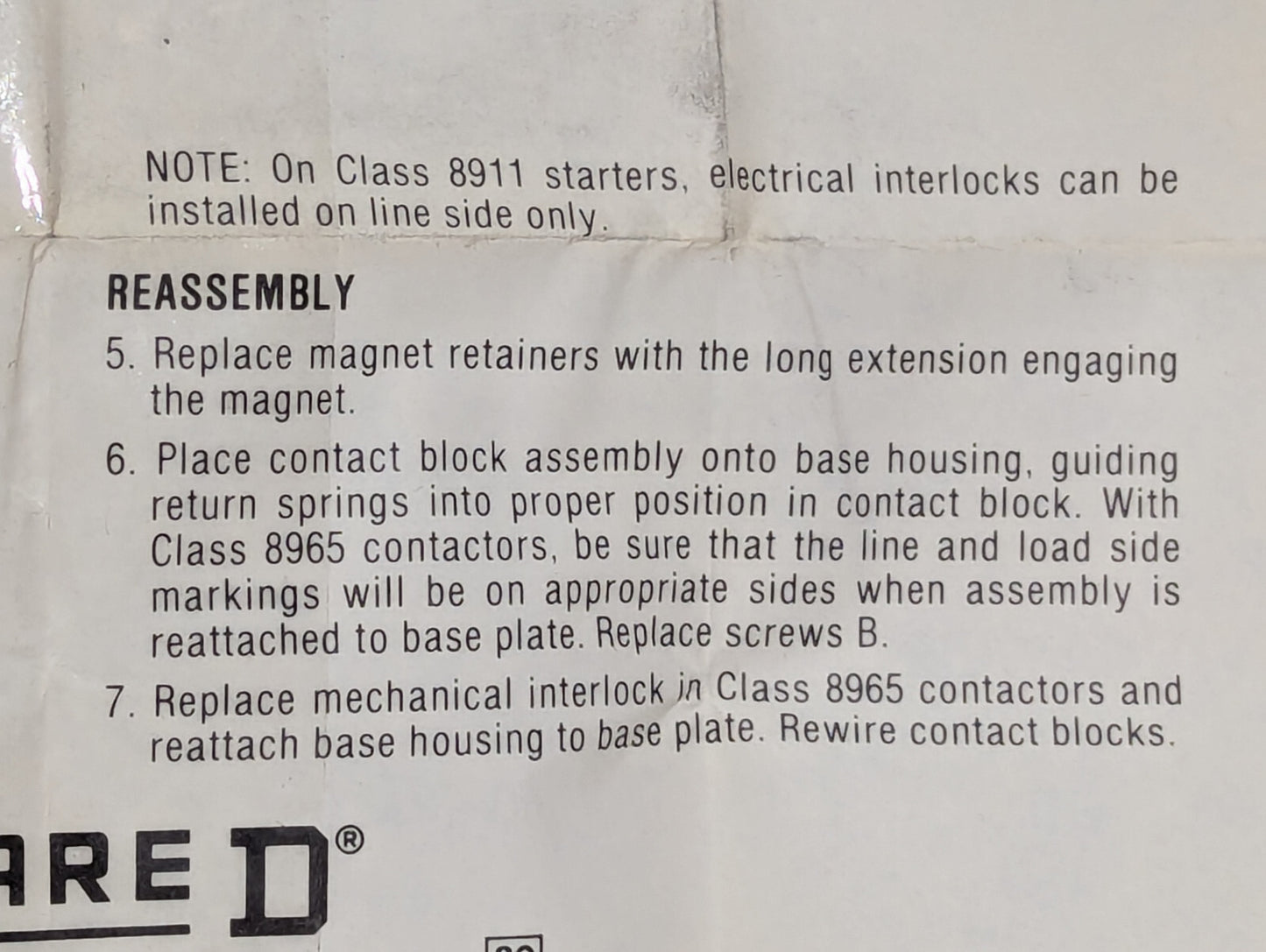 Square D Class 9999 Type R-23 Electrical Interlock N.C. 00537, Slip-On Connector