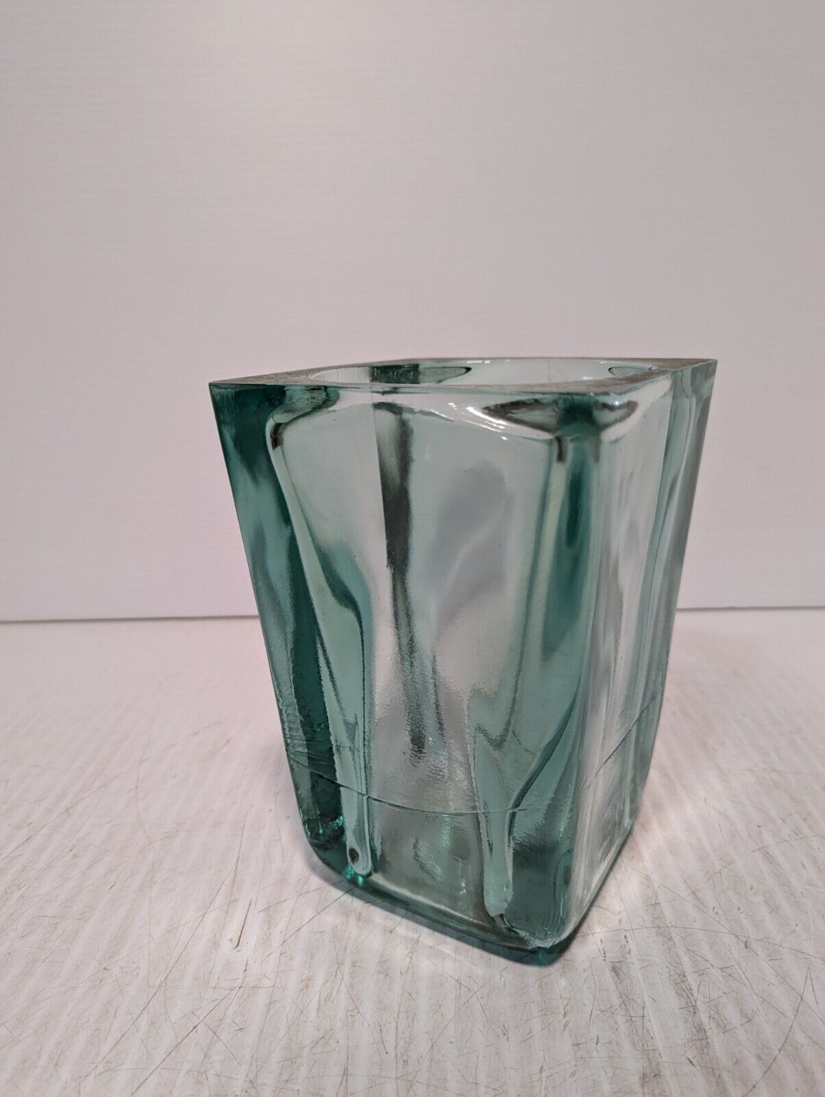 Vidrios San Miguel Translucent Green Vase, 8" x 6",  Handcrafted in Spain 