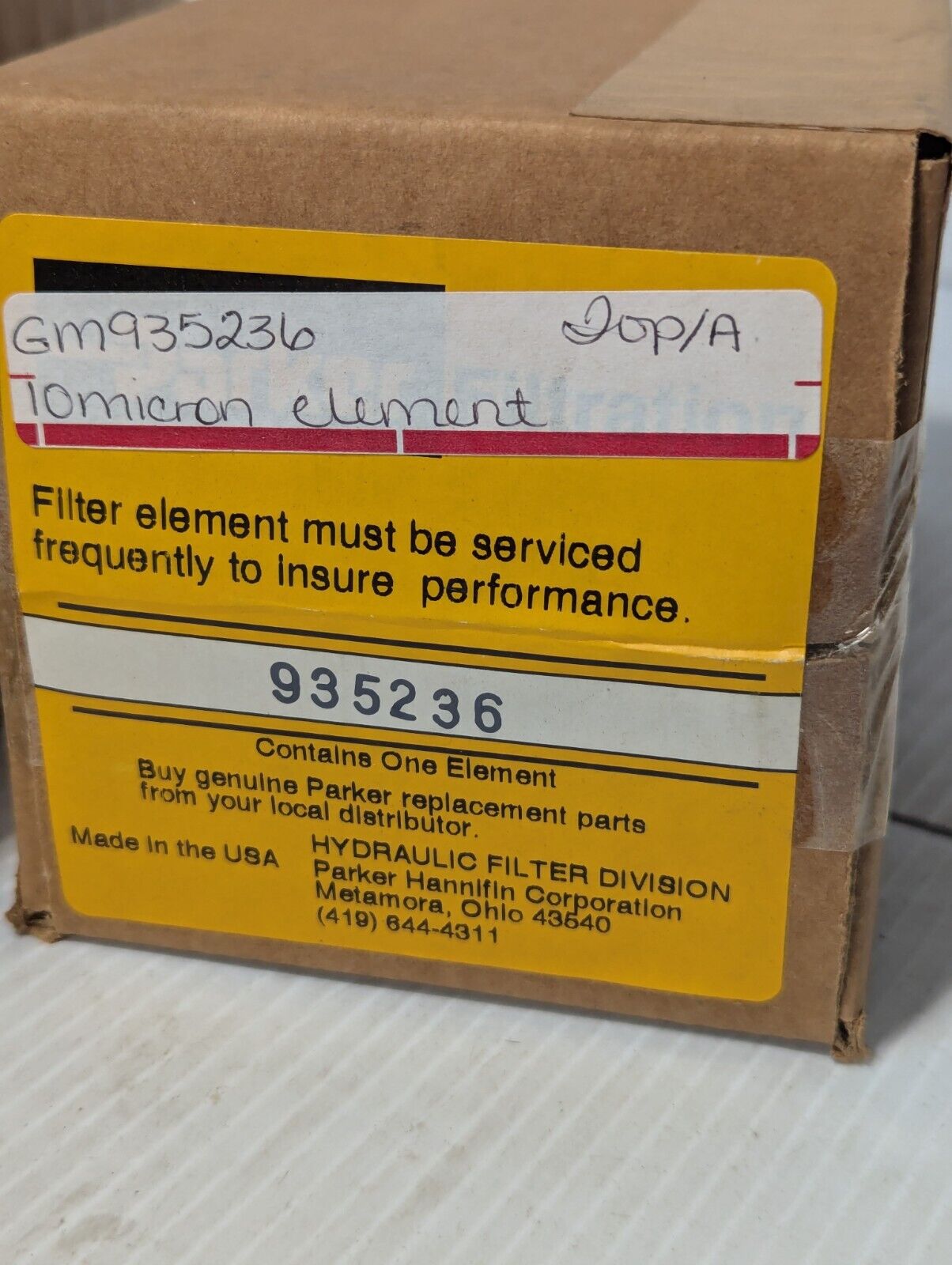 Parker 935236 hydraulic filter element, in original box - Free Shipping