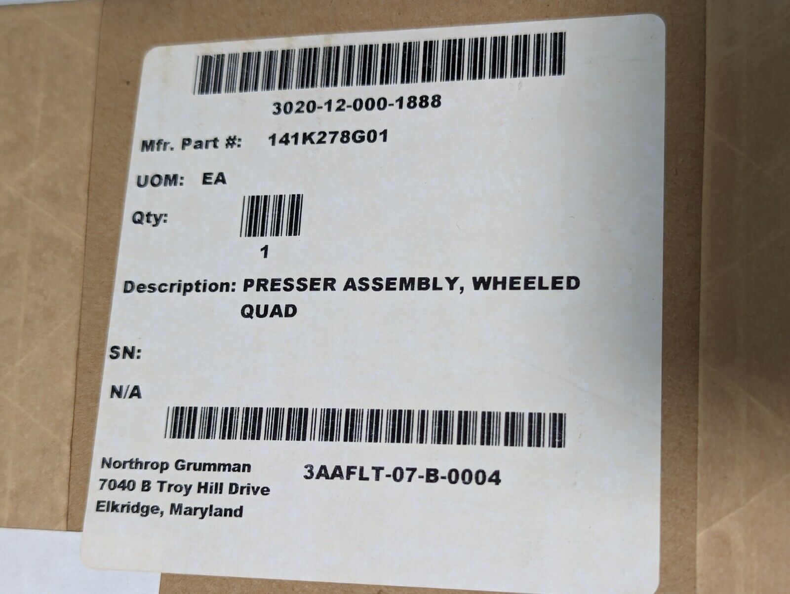 York Presser Assembly 97942assy141K278G01 Wheeled Quad - Free Shipping