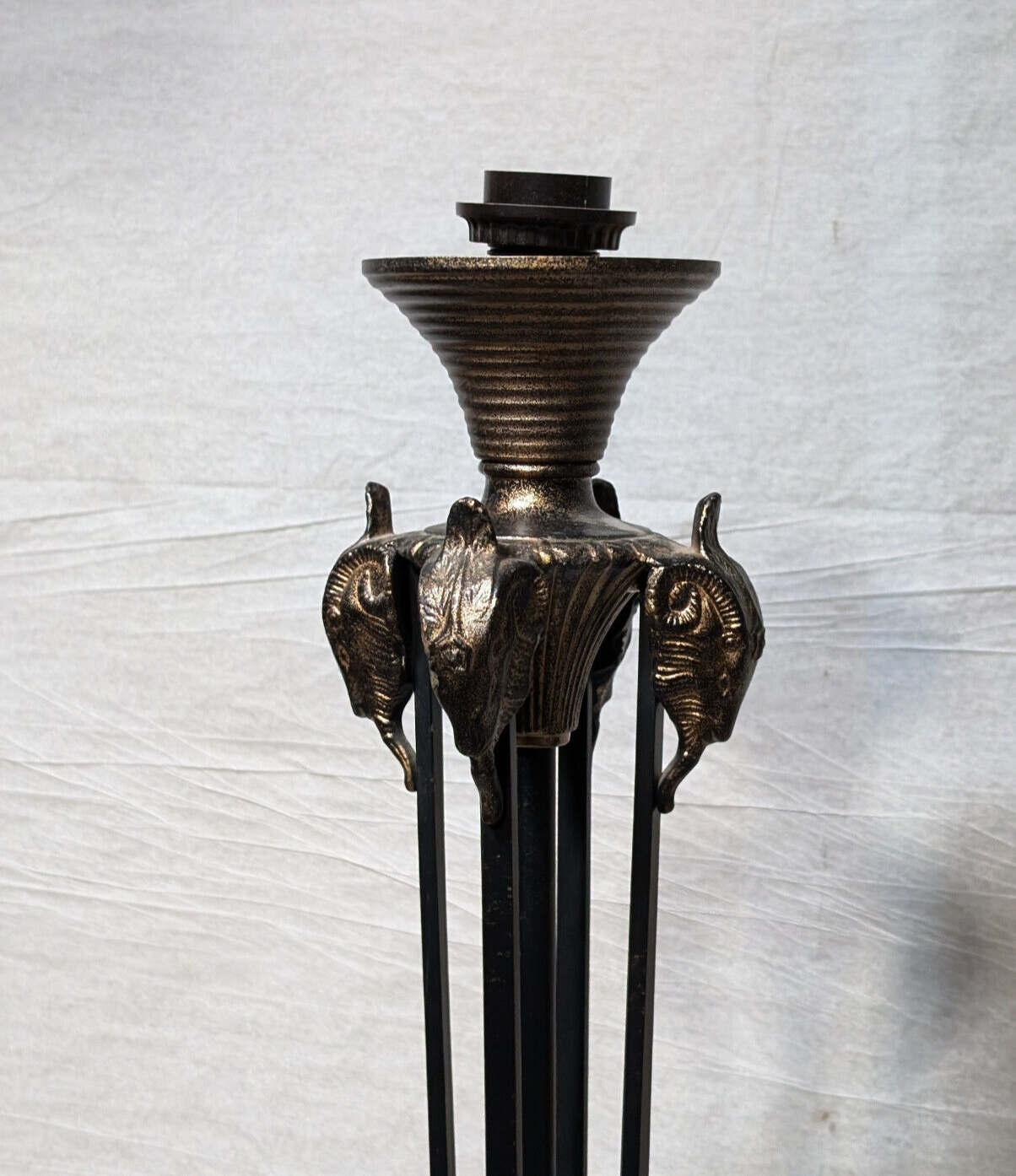 66" Goat Head Torchier Floor Lamp, Kaoyi KFD-5150 Dimmer, Vintage 90s, Brass