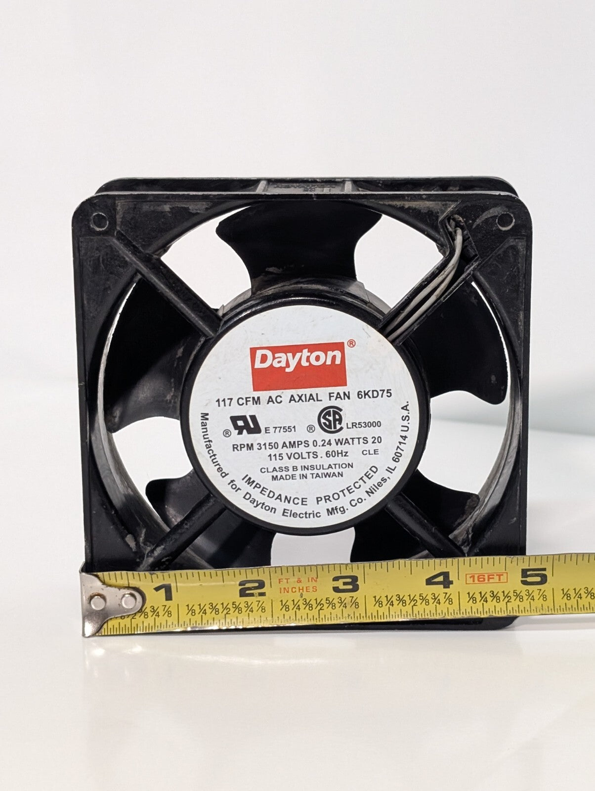 [2] Dayton 6KD75 AC Axial Fan 3150rpm .24 Amps 20 Watts 115 Volts 60hz 117cfm