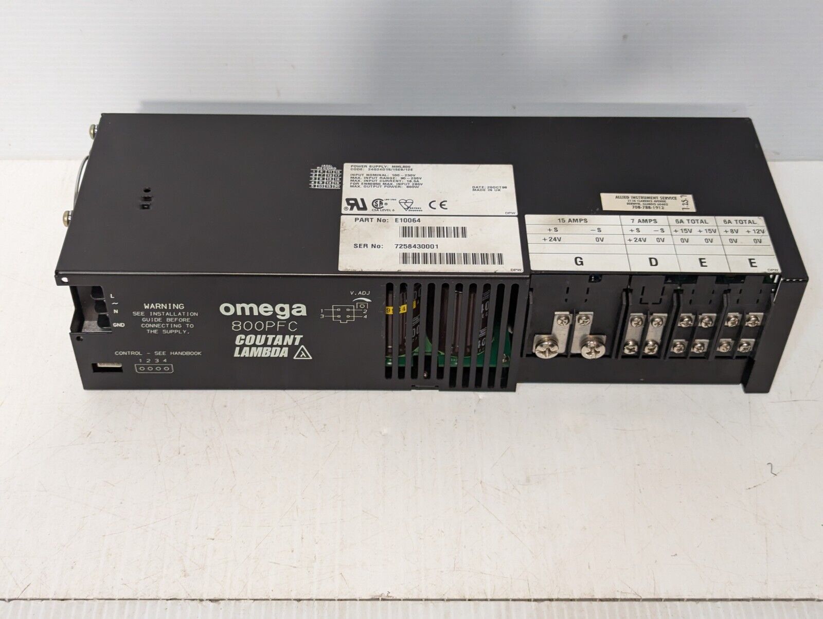 Omega 800PFC Coutant Lambda MML800 Power Supply MPM Printer - Free Ship+Returns