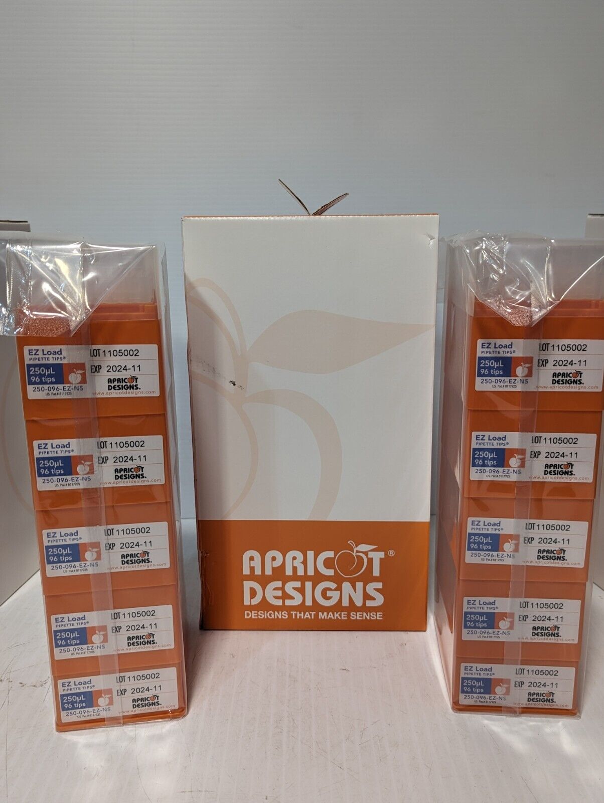 Case of 960 Apricot Designs 250-096-EZ-NS EZ load pipette tips, 250μL