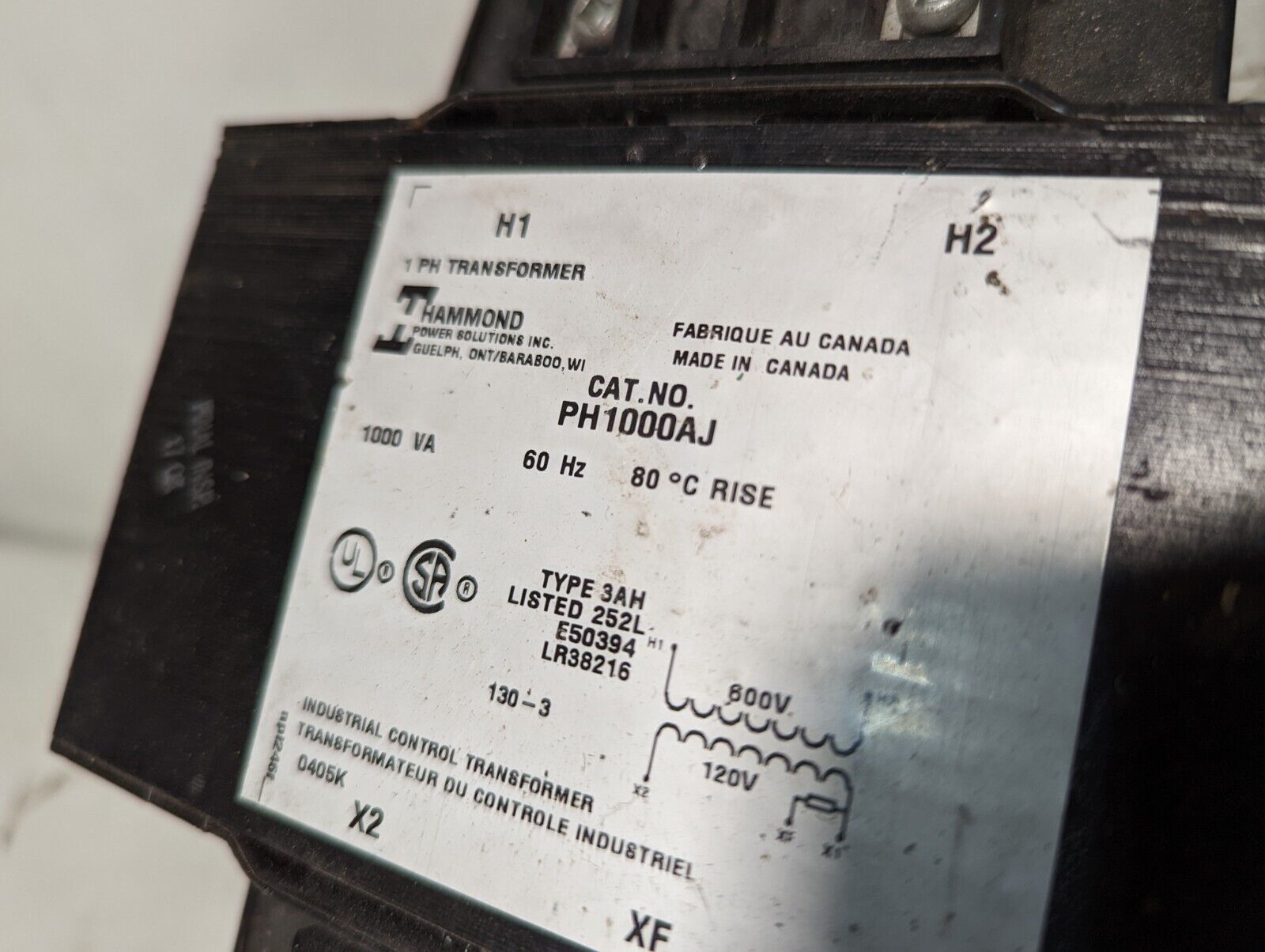 Hammond PH1000AJ industrial control transformer, 1kVA