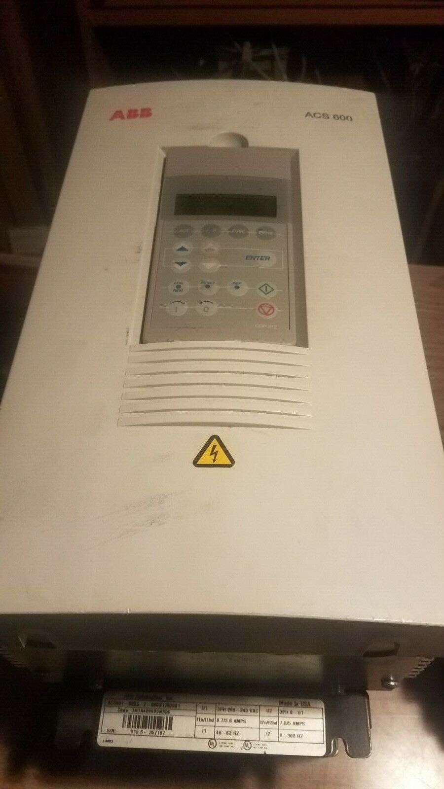 ABB ACS 600 SmartDrive, ACS601-0003-2-000B120081, 3 phase, 208-240VAC