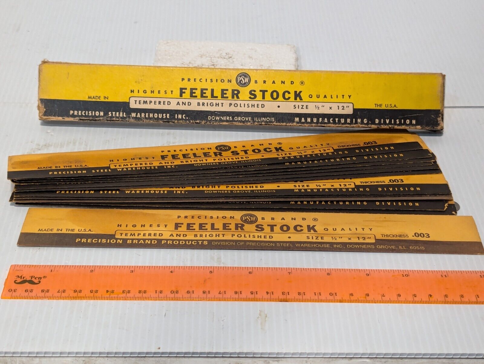 Box of Precision feeler stock, 0.003 thickness, 1/2 inch x 12 inches - Free Ship