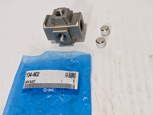 Y34-N02 SMC Tee Cross Style 30 Series 1/4 NPT - Free Shipping