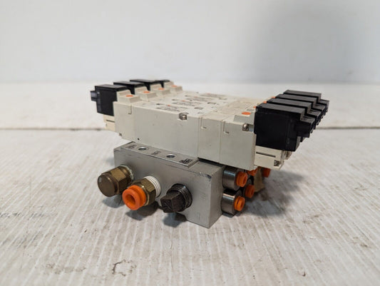 SMC VQZ2351-5L Solenoid Valve (x4) with Manifold Base - Free Shipping