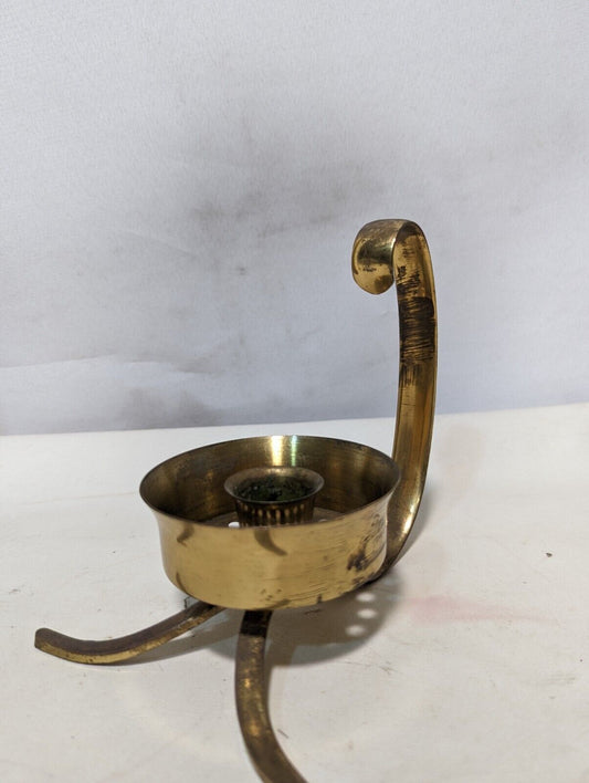 Vintage Polished Brass Candle Holder - 6" height x 3.5" (cup) diameter